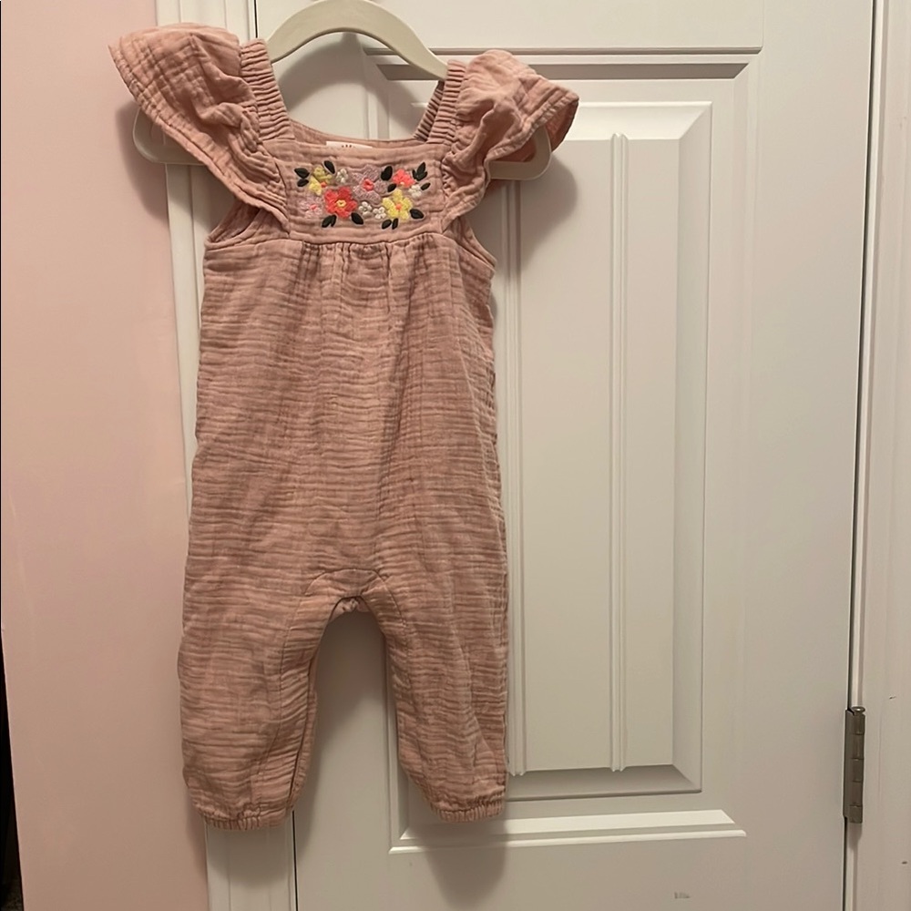 Cat & Jack Pink Bodysuit with Floral Embroidery